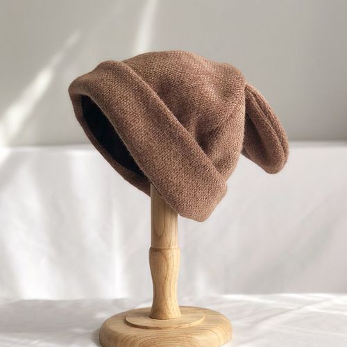 Chapeau En Laine Tricotée Pour Femme, Drapage Oreilles De Lapin, Chapeau En Fourrure De Lapin, Chaud, Version Coréenne, Automne Et Hiver