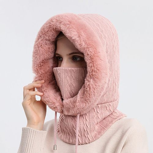 Masque En Laine Tricotée Pour Femme, Bonnet Élastique, Épais, Chaud, En Cachemire, Pour L'extérieur, Une Pièce