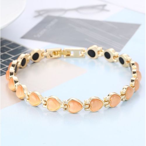 Bracelet Magnétique En Forme De C¿Ur De Pêche Pour Femmes, Bijoux De Personnalité Créative, Couleur Or Opale