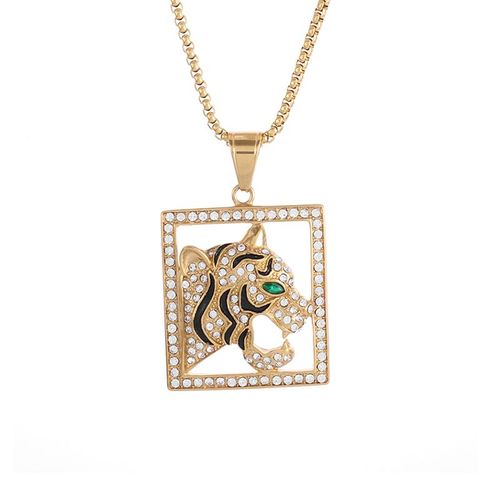 Pendentif Carré Tigre Doré Pour Hommes Et Femmes, Collier Kling, Hip Hop, Rotterdam, Accessoires De Fête Rock, Cadeaux À La Mode
