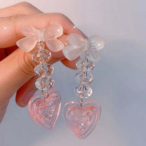 Boucles D'oreilles Pendantes Étoile Goutte D'eau Pour Filles, Mode Coréenne Populaire, Coeur, Papillon, Floral, Cristal, Bijoux Piercing De Luxe