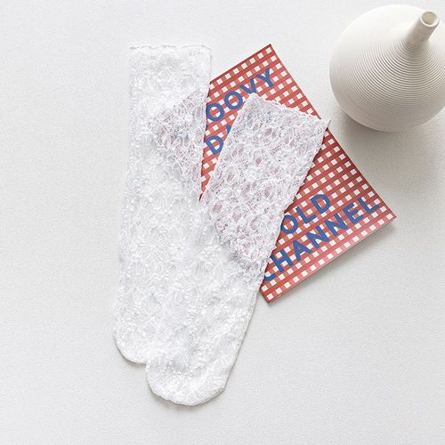 Chaussettes Rétro En Dentelle Pour Femmes, Chaussettes En Maille À Sertir, Motif De Fleurs, Lolita Mignonnes, Tube Moyen Transparent, Chaussettes Douces Et Respirantes Pour Filles