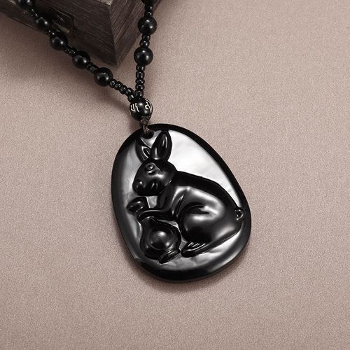 Collier Pendentif Croix Sculpté À La Main En Obsidienne Noire Naturelle, Perles Porte-Bonheur, Bijoux Pour Hommes Et Femmes