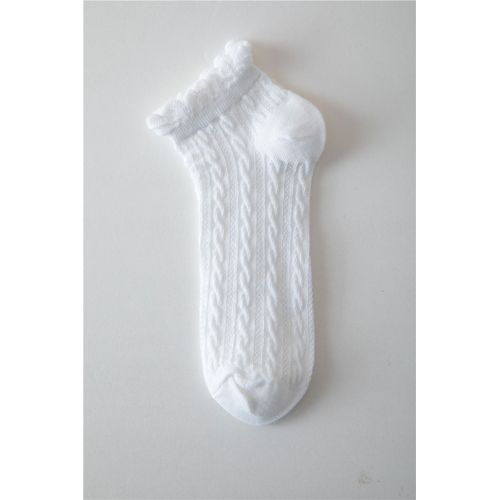 Chaussettes En Dentelle Pour Femmes, Coupe Mince, Couleur Unie, Mignonnes, Japonaises, Bouche Peu Profonde, Bateau, Respirantes, En Coton