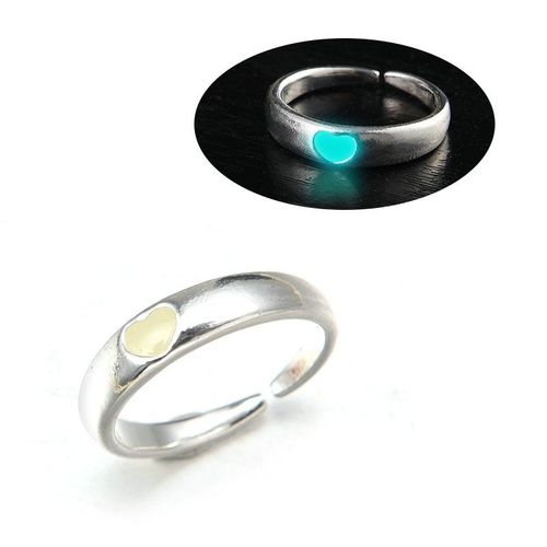 Bague En Métal Amour Lumineux Pour Femmes Et Hommes, 1 Paire, Amour Lumineux Dans Le Noir Coeur Couple, Bracelets De Mariage, Accessoires Bijoux Cadeau