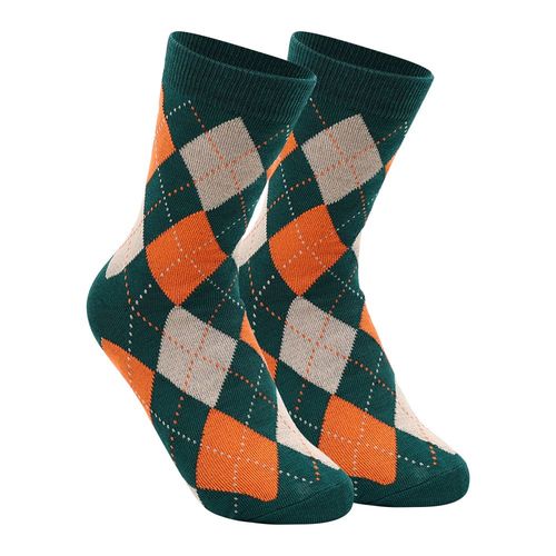 Chaussettes Épaisses Et Chaudes À Carreaux Diamant Pour Femmes, Style Rétro Harajuku, Décontracté, En Coton, Déodorant, Collection Automne Et Hiver