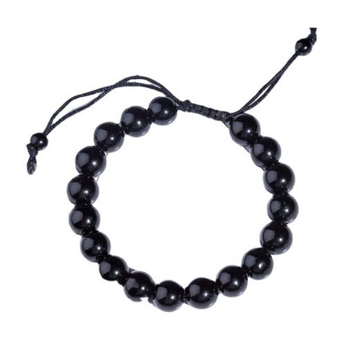 Bracelet En Obsidienne Pour Hommes Et Femmes, 1 Pièce, Perles De Fitness, Pierre Naturelle, Anti-Fatigue, À La Mode, Bijoux Cadeaux, Diamètre 10mm, Noir