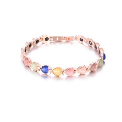 Bracelet Magnétique En Forme De C¿Ur De Pêche Pour Femmes, Bijoux De Personnalité Créative, Couleur Or Opale