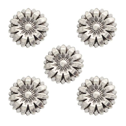 5/10/15pcs Métal Tournesol Sculpté Vêtements Jeans Boutons De Couture Bricolage Perles En Argent Tibétain Charmes Boutons De Manchette Accessoires