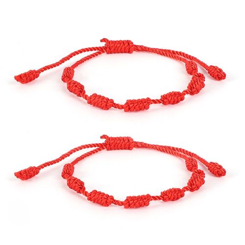 2 Pièces Mince Fil Rouge Couple Bracelets Réglables Tissé À La Main Cristaux Charme Bracelet Mode Simple Bijoux Cadeau