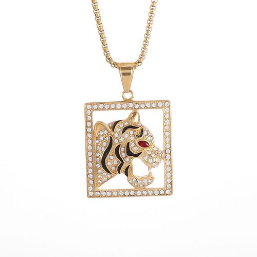 Pendentif Carré Tigre Doré Pour Hommes Et Femmes, Collier Kling, Hip Hop, Rotterdam, Accessoires De Fête Rock, Cadeaux À La Mode
