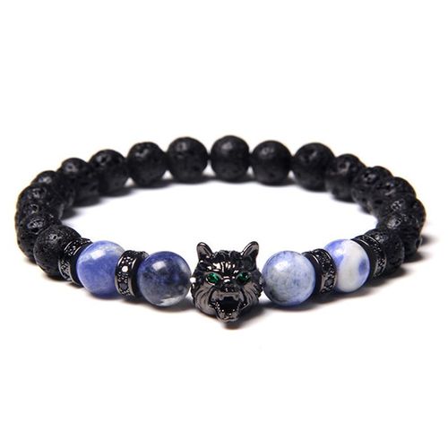 Bracelet Perlé En Pierre Naturelle Pour Hommes, Fait À La Main, ¿Il De Tigre Bleu, Bijoux Énergétique Pour Coiffure De Loup Noir, Nouvelle Collection