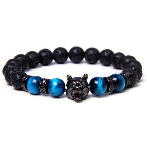 Bracelet Perlé En Pierre Naturelle Pour Hommes, Fait À La Main, ¿Il De Tigre Bleu, Bijoux Énergétique Pour Coiffure De Loup Noir, Nouvelle Collection