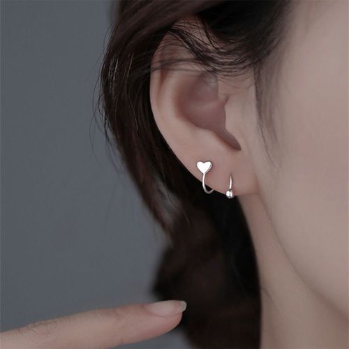 Mini Boucles D'oreilles En Forme De Boule À Vis Pour Femmes, 1 Pièce, Boucles D'oreilles En Forme De C¿Ur, Os, Boucles D'oreille Rotatives, Ondulées, Bijoux De Personnalité
