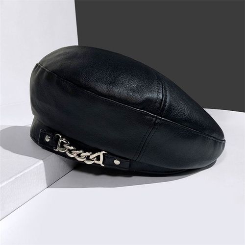 Bérets En Métal Punk Pour Femme, Chapeau En Cuir Joleather, Chapeau De Peintre En Plein Air, Octogonal Vintage, Décontracté Et Élégant, Fête, Automne Et Hiver