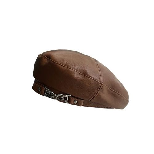 Bérets En Métal Punk Pour Femme, Chapeau En Cuir Joleather, Chapeau De Peintre En Plein Air, Octogonal Vintage, Décontracté Et Élégant, Fête, Automne Et Hiver