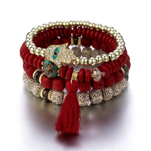 Bracelets À Pampilles Multicouches Pour Femmes, Bijoux Amulette, Racine De Bohème Ventrhi, Turquie, Mauvais ¿Il Bleu, Mode Vintage