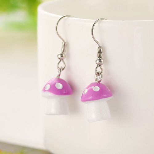 Boucles D'oreilles En Forme De Champignon Pour Femmes, En Résine, 5 Couleurs, Pendentif, Style Décontracté, Fête Féerique, Bijoux Cadeaux Pour Filles