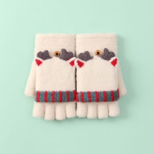 Gants De Noël En Laine Tricotés Sans Doigts, Épais Et Chauds Pour Hommes Et Femmes, Mitaines À Doigts Exposés, Hiver