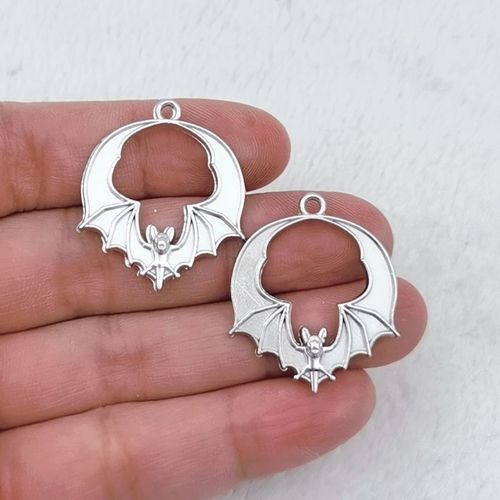 Pendentif Chauve-Souris Gothique Punk Argent Noir, 10 Pièces, Pour Boucles D'oreilles, Collier, Fabrication De Bijoux, Bricolage