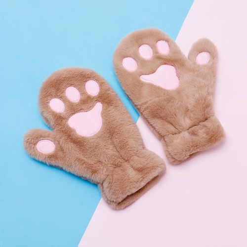 Gants De Cosplay En Peluche Pour Femmes Et Filles, Patte De Chat En Peluche Pour Dames, Fausse Fourrure Chaude D'hiver, Chaton Mignon, Tous Les Doigts