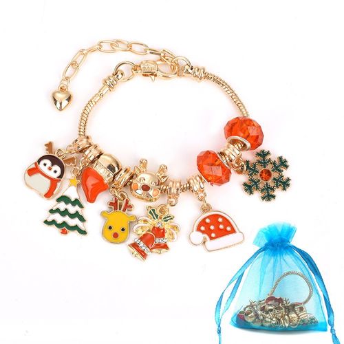 Breloques De Noël En Métal, Fait À La Main, Pendentifs De Noël, Ornements, Perles Pour Bracelet, Ensemble De Bijoux, Bricolage, Cadeau Pour Enfants