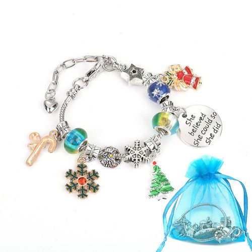 Breloques De Noël En Métal, Fait À La Main, Pendentifs De Noël, Ornements, Perles Pour Bracelet, Ensemble De Bijoux, Bricolage, Cadeau Pour Enfants