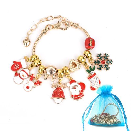 Breloques De Noël En Métal, Fait À La Main, Pendentifs De Noël, Ornements, Perles Pour Bracelet, Ensemble De Bijoux, Bricolage, Cadeau Pour Enfants