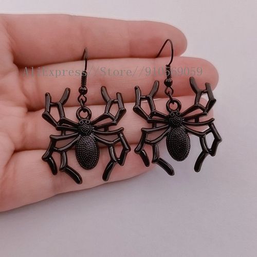 Boucles D'oreilles Goth Black Spider Pour Femmes, Bijoux De Charme, Rock, Grunge, Horreur, Créatif, Punk, Beau, Mode, Cadeau D'halloween, Nouveau, 2021