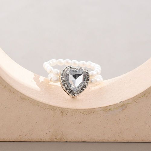 Bague Ouverte En Cristal Rose Coeur Pour Femme, Mariage, Matiques Double Perle, Bijoux Vintage De Luxe, 2022
