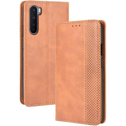 Rétro Coque Compatible Avec Oneplus Nord Oneplus 8 Nord 5g Cover Etui Portefeuille En Cuir Fermeture Magnétique Porte Folio Folio Pour Cartes Marron