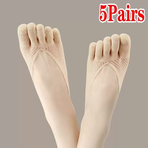 Chaussettes D'été À Cinq Doigts Pour Femmes, 5 Paires, Ultra-Fines, Élastiques, Invisibles, Respirantes, Anti-Frottements