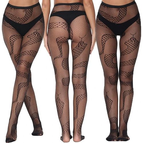 Collants En Résille Pour Femmes, Bas En Jacquard, Punk, Sexy, Harajuku, Serpent Maléfique, Bas En Maille Noire, Leggings