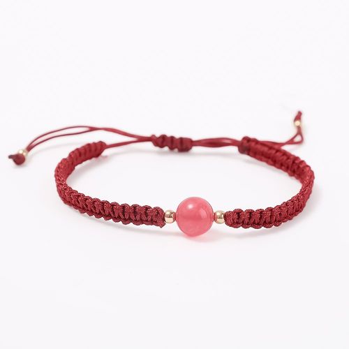 Bracelet Tressé En Cristal D'obsidienne Pour Hommes Et Femmes, Corde Rouge Naturelle, Perles De Cristal À La Fraise, Cadeaux Pour Couple Amoureux