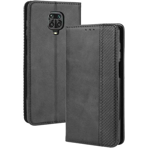 Rétro Coque Pour Xiaomi Redmi Note 9s/9 Pro/9 Pro Max Cover, Etui Portefeuille En Cuir Fermeture Magnétique Porte Folio Folio Pour Cartes, Noir