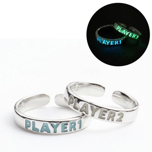 Bague En Métal Amour Lumineux Pour Femmes Et Hommes, 1 Paire, Amour Lumineux Dans Le Noir Coeur Couple, Bracelets De Mariage, Accessoires Bijoux Cadeau