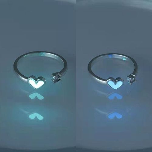 Bague En Métal Amour Lumineux Pour Femmes Et Hommes, 1 Paire, Amour Lumineux Dans Le Noir Coeur Couple, Bracelets De Mariage, Accessoires Bijoux Cadeau