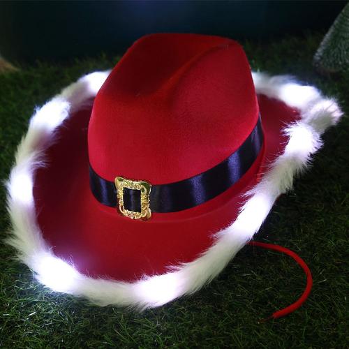 Casquettes De Cowboy De Noël Pour Femmes Et Filles, Chapeau De Cow-Girl Occidental, Bord De Plume, Paillettes Brillantes, Diadème, Chapeaux De Fête, Casquette Fedora