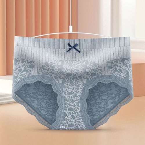 Sous-Vêtements Sculptant Le Corps À Haute Élasticité Pour Femmes, Culotte D'entrejambe En Coton Confortable Et Respirant Avec N¿Ud En Dentelle, Taille Haute