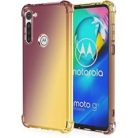 Souple Coque Pour Motorola Moto G8 Power Etui Dégradé De Couleur Transparent Tpu Renfort D'angle Transparente Protection Antichoc Housse Noir/Blond