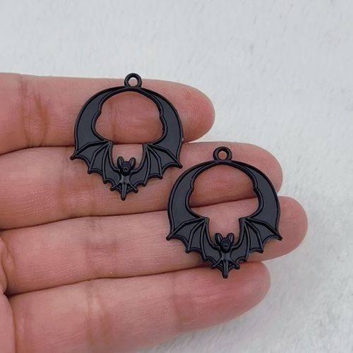 Pendentif Chauve-Souris Gothique Punk Argent Noir, 10 Pièces, Pour Boucles D'oreilles, Collier, Fabrication De Bijoux, Bricolage