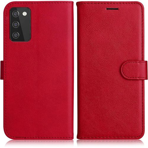 Coque Pour Galaxy A02s, Pu En Cuir Coque Portefeuille Étui Housse, Design Classique Tpu Coque Pour Samsung Galaxy A02s, Rouge