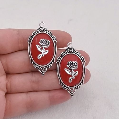 Breloques Gothiques En Forme De Camée Rose, Plaqué Argent, Pendentif De Sorcière D'halloween, Adapté Aux Bijoux De Direction, 4 Pièces