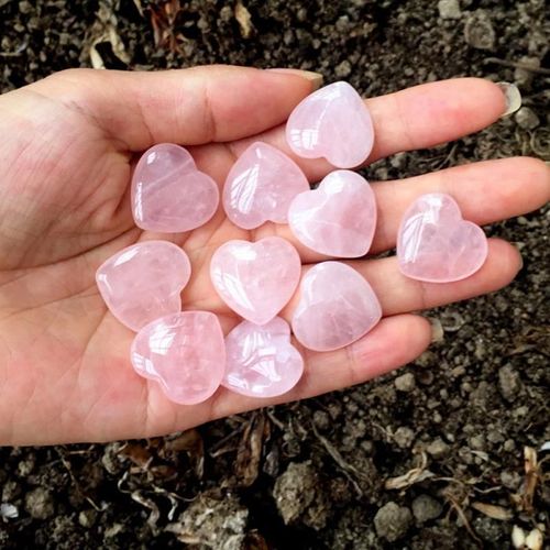Charme En Pierre De Cristal De Quartz Naturel En Forme De Coeur, Rose Rose, Palmier Sculptée, Amour, Guérison, Bricolage, Artisanat, Bijoux, Exécutif