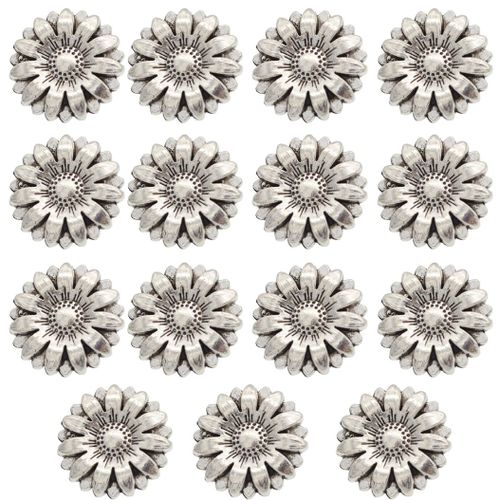 5/10/15pcs Métal Tournesol Sculpté Vêtements Jeans Boutons De Couture Bricolage Perles En Argent Tibétain Charmes Boutons De Manchette Accessoires