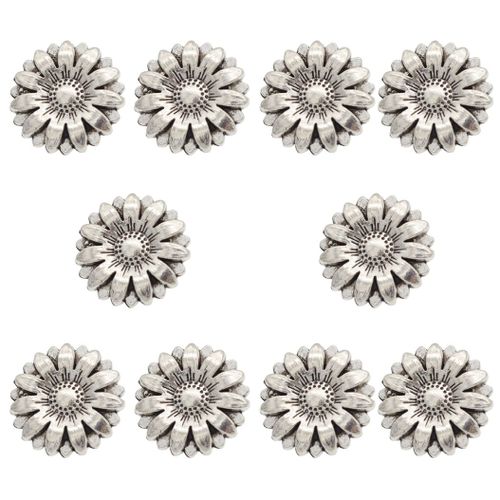 5/10/15pcs Métal Tournesol Sculpté Vêtements Jeans Boutons De Couture Bricolage Perles En Argent Tibétain Charmes Boutons De Manchette Accessoires