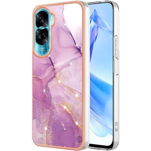 Marbre Coque Pour Honor 90 Lite, Etui Motif Tpu Gel Housse Protection Ultra Fine Mince Léger Case Cover Lilas