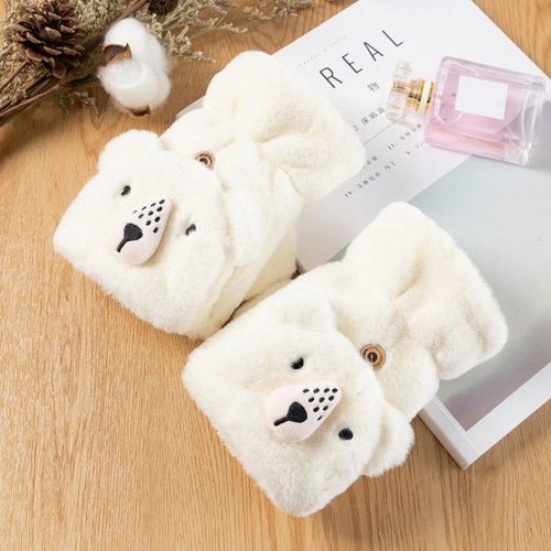 Mitaines Tricotées En Fourrure De Lapin Pour Femmes Et Filles, Gants Sans Doigts En Peluche, Gants Optiques Doux Et Chauds, Demi-Doigt Rabattable, Conduite, Hiver, Mignon