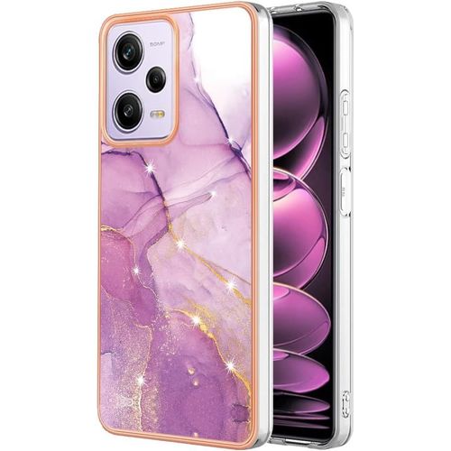 Marbre Coque Pour Xiaomi Poco X5 Pro 5g, Etui Motif Tpu Gel Housse Protection Ultra Fine Mince Léger Case Cover Lilas