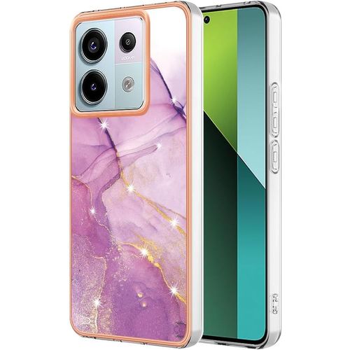 Marbre Coque Pour Xiaomi Redmi Note 13 Pro 5g, Etui Motif Tpu Gel Housse Protection Ultra Fine Mince Léger Case Cover Lilas